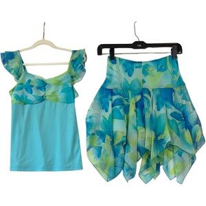 Vintage Y2K Amy Byer 2-Piece Babydoll Top Skirt Boho Fairycore Set Girls 8-10